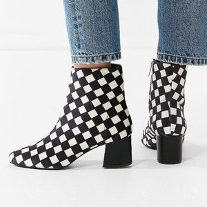 Urban Outfitters Mel Velvet Checkerboard Bootie